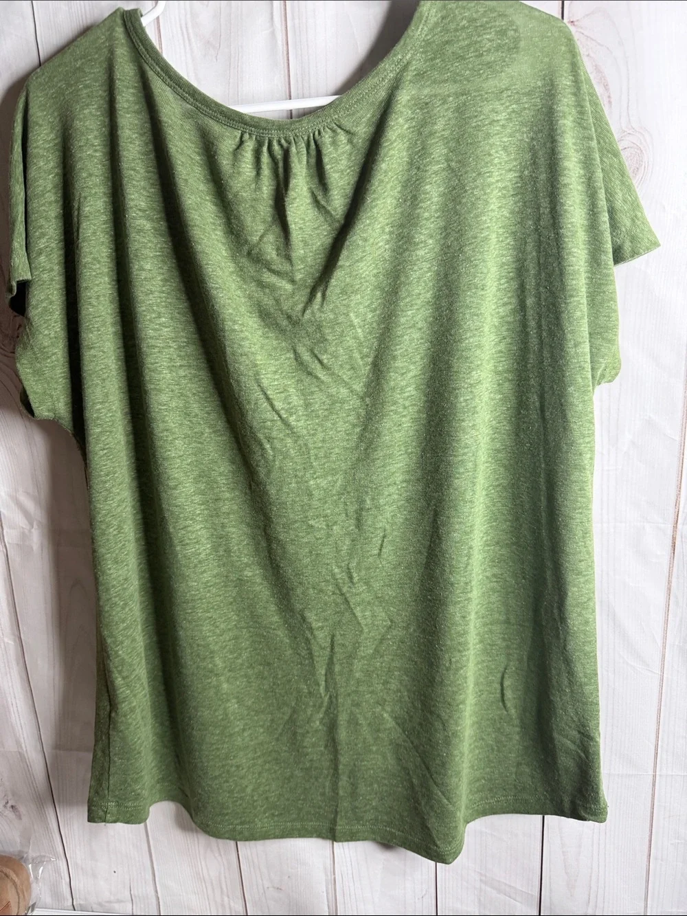 Old Navy linen blend Olive Green V-Neck Short Sleeve Top large